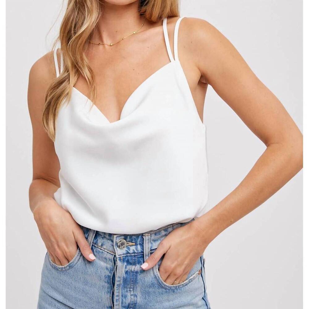 NEW BLUIVY silky cowl neck cami top in ivory